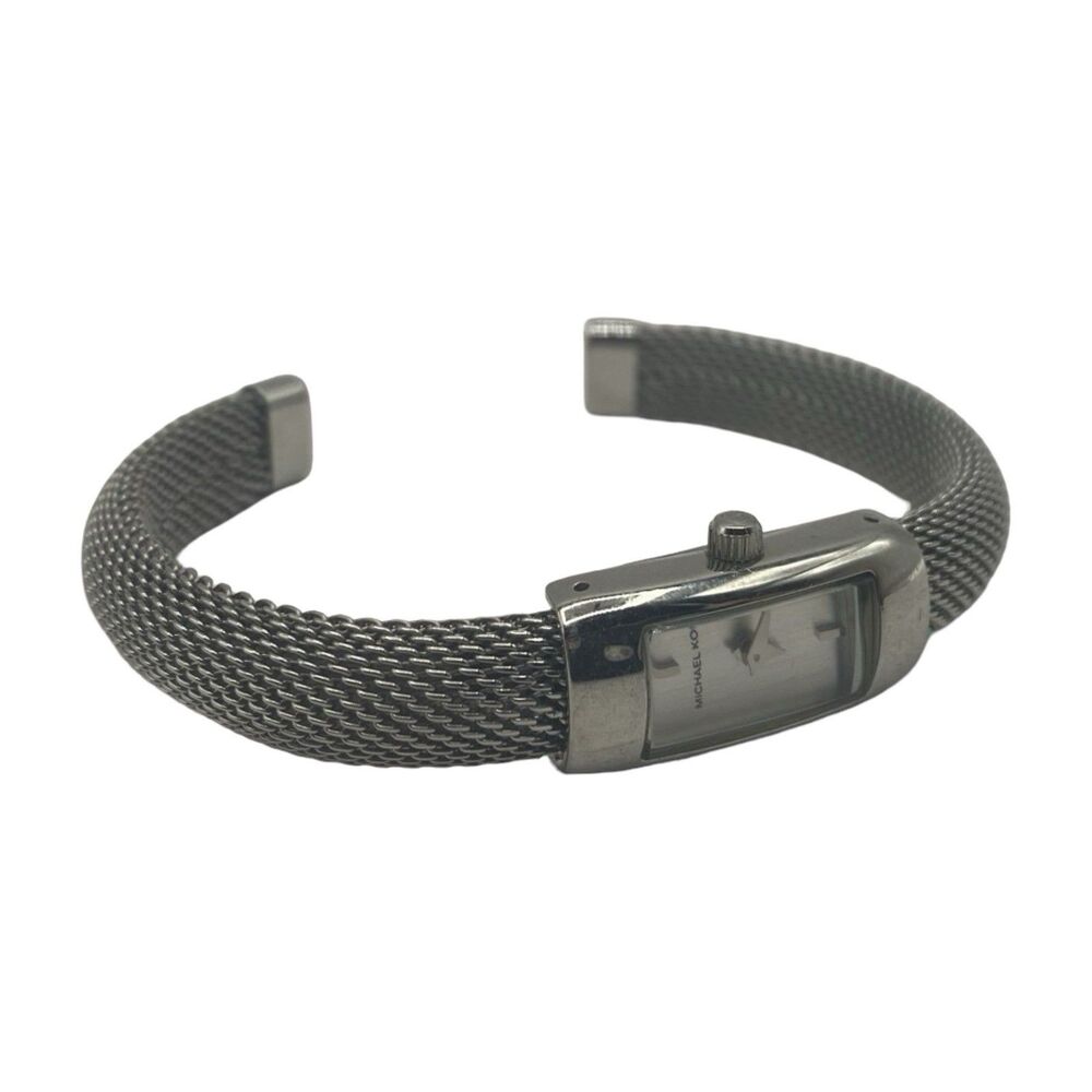 Michael Kors Mesh Stainless Steel Wristwatch Cuff Bracelet Needs Battery MK-3027